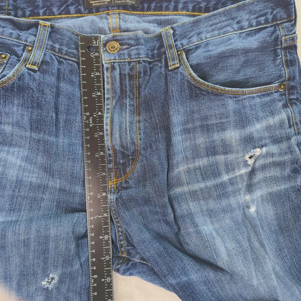 Big Star 1974 Union Jeans Mens 36x32 Blue Regular Straight Distressed‎ Denim